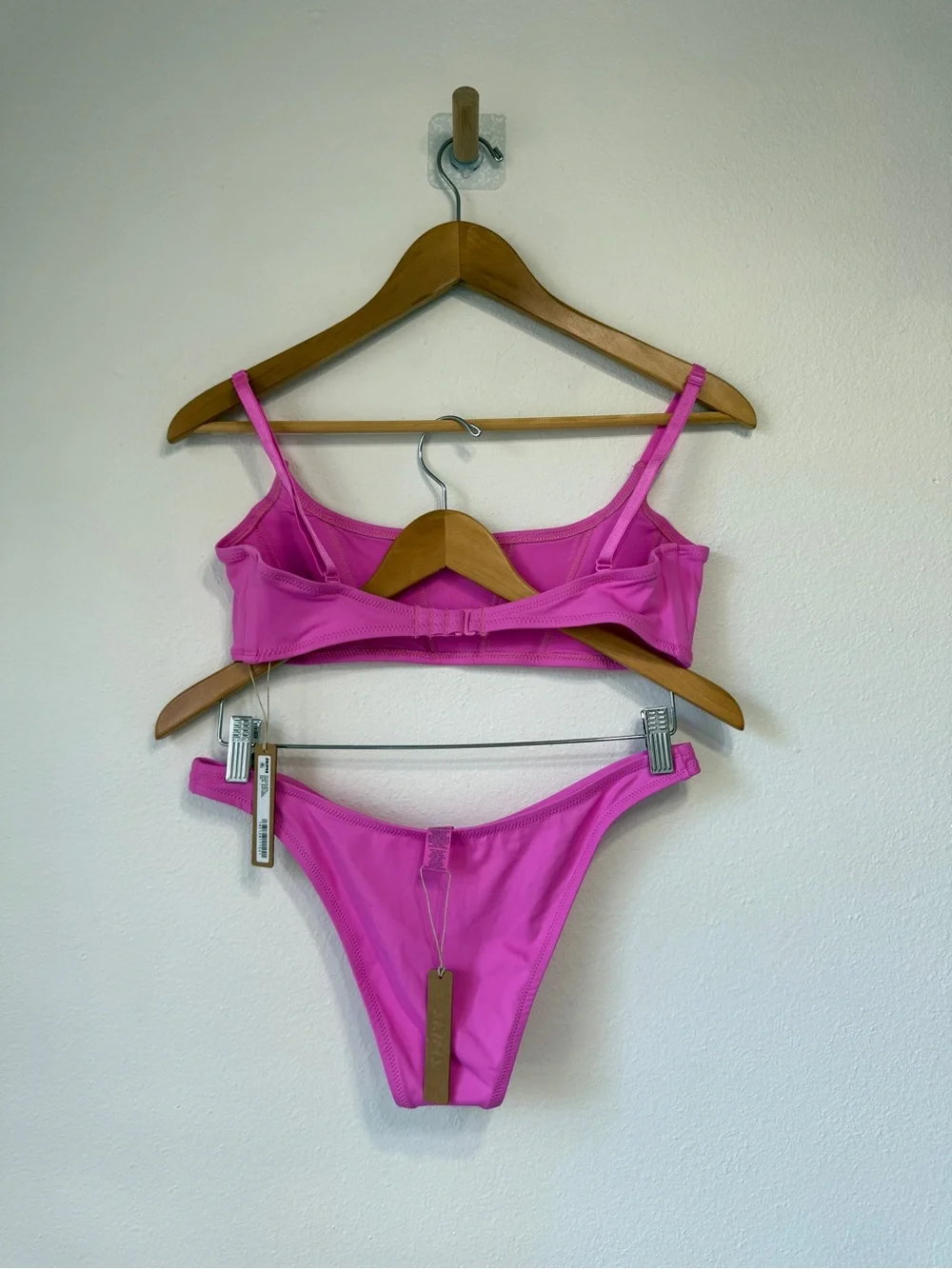 SKIMS Swim Neon Orchid Corset Bikini Top L & Cheeky Tanga Bottom M NWT
